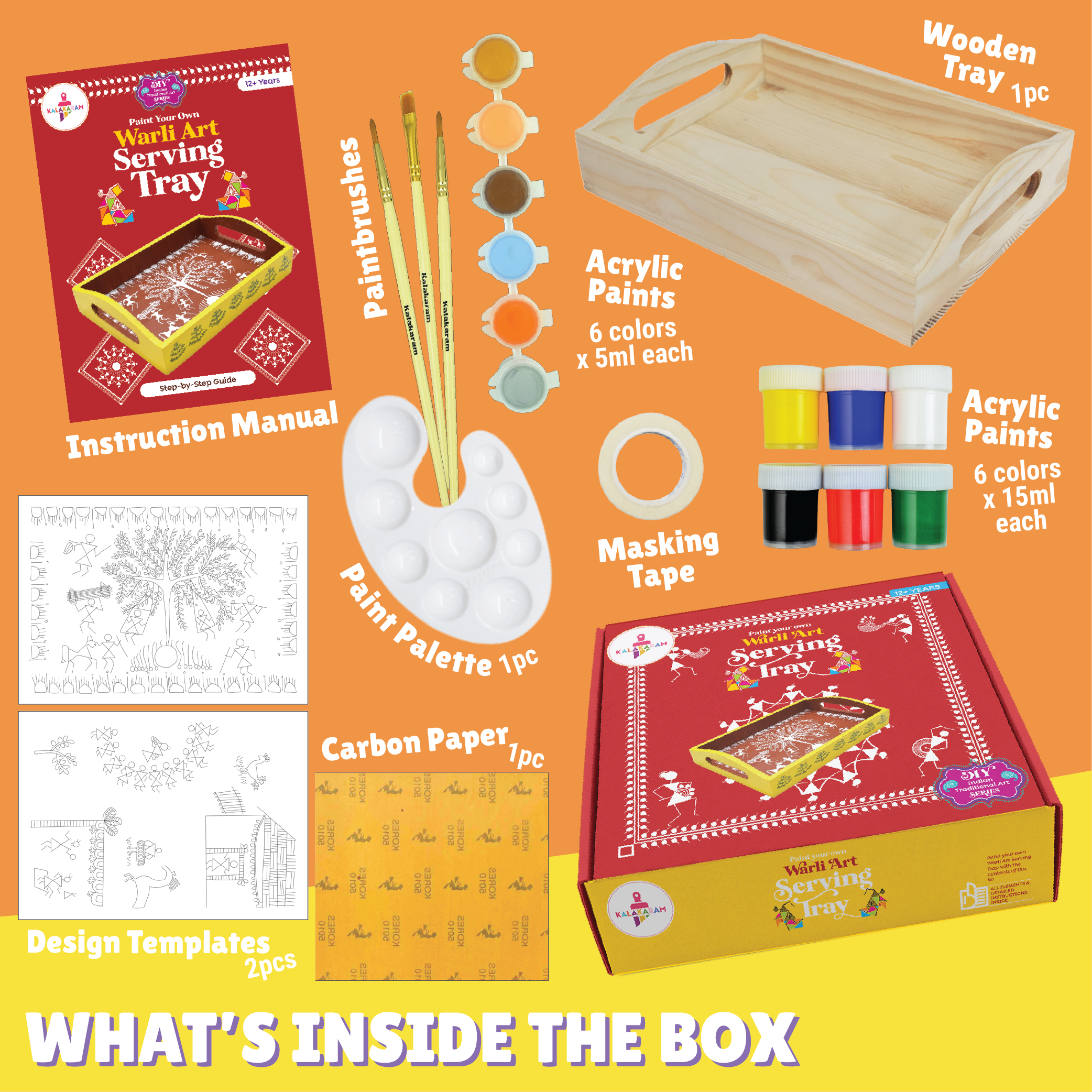 Warli Art Serving Tray Kit