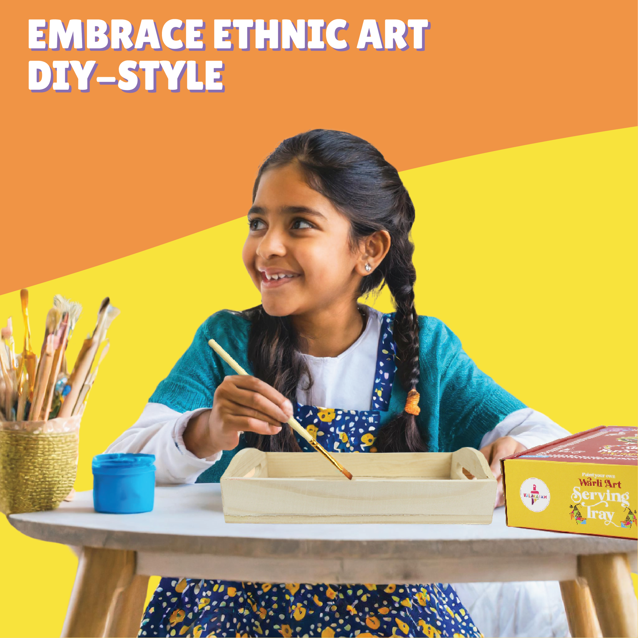 Warli Art Serving Tray Kit