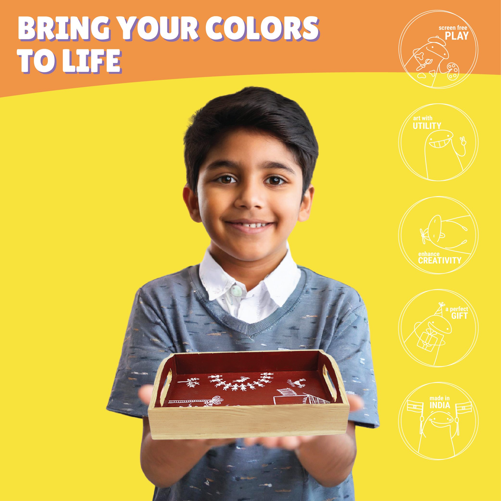 Warli Art Serving Tray Kit