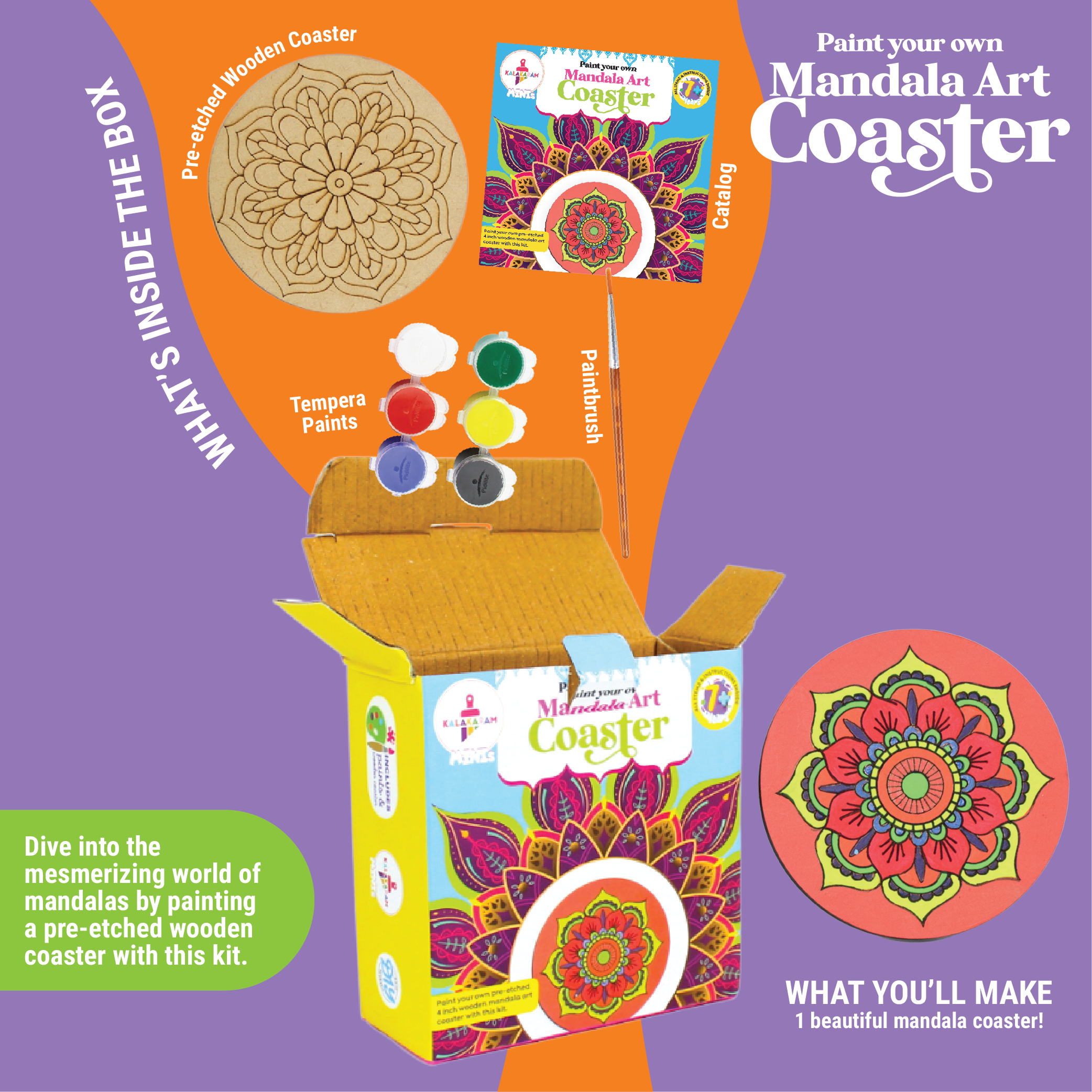 Mini Mandala Art Coaster Kit