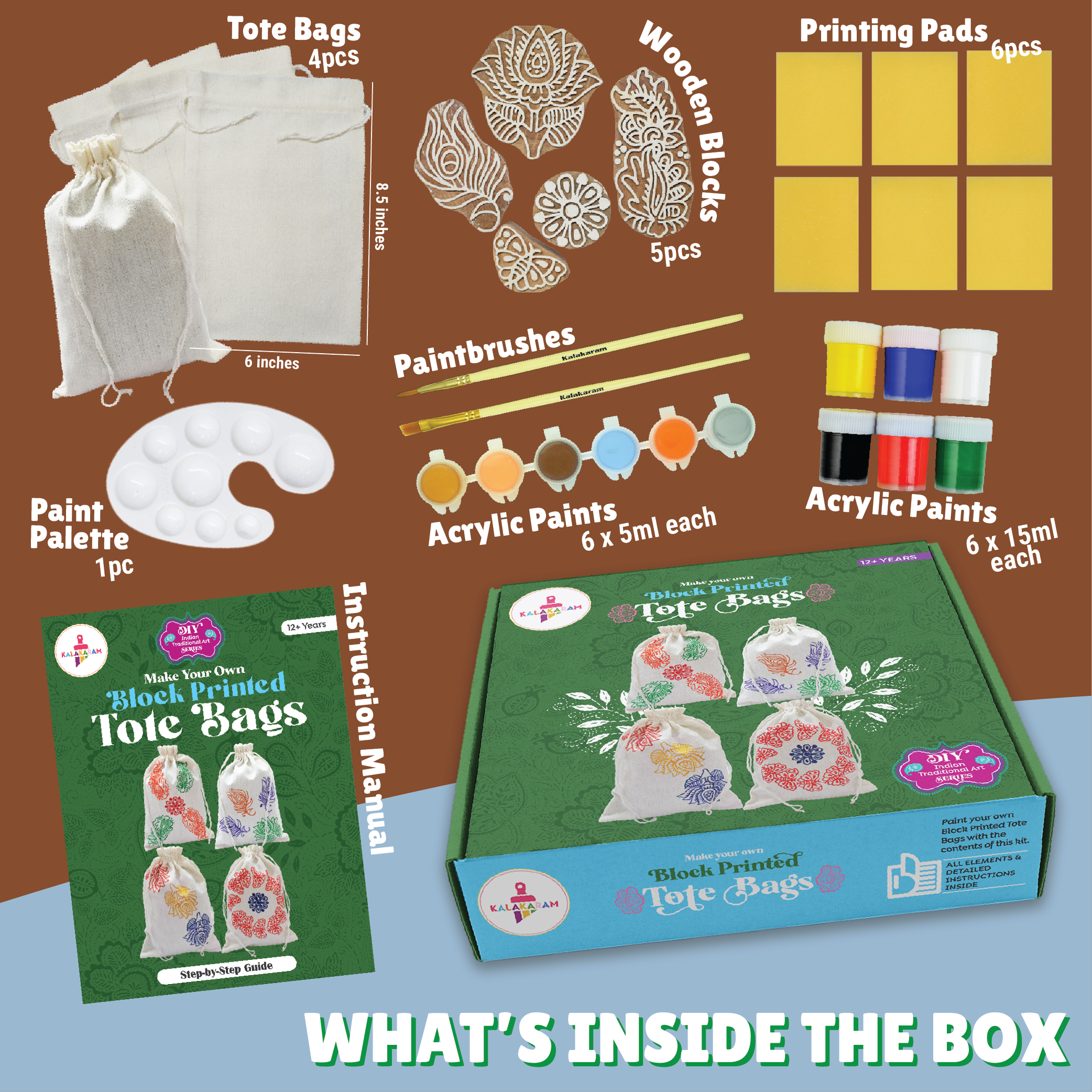 Block Printed Tote Bags Kit